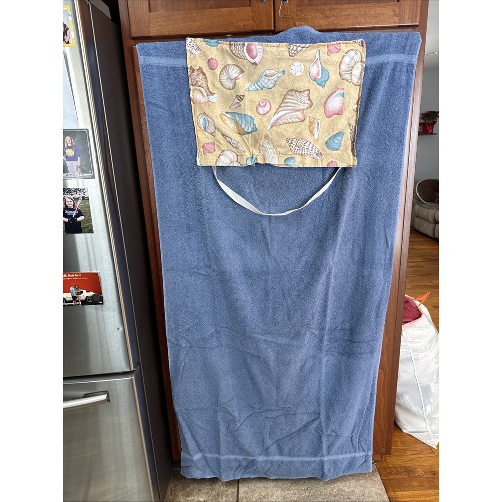 Set Of 2 Foldable Bag Beach Towels 34"x67" Seashells Blue - Picture 6 of 7